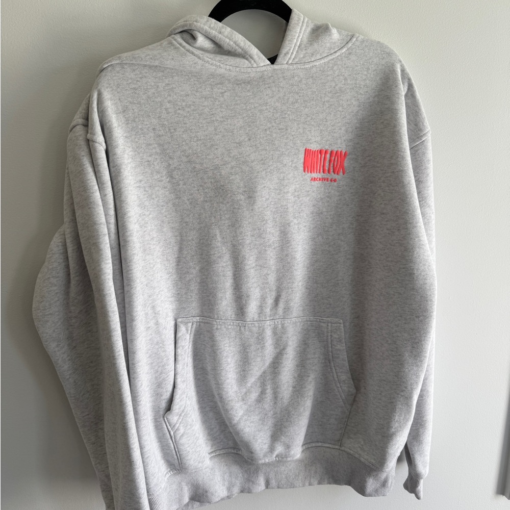 White Fox Archive 6.0 Oversized Fleece Hoodie Grey/Neon Pinkish Orange M/L